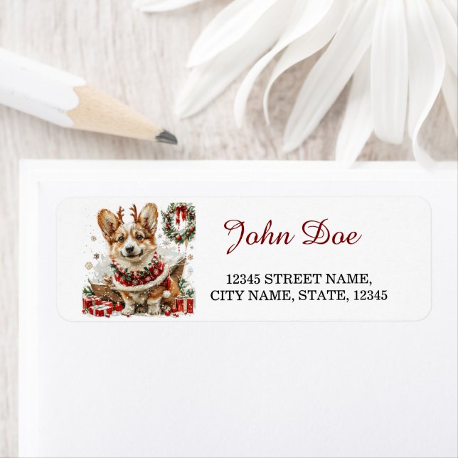 Corgi Christmas Return Address (Insitu)