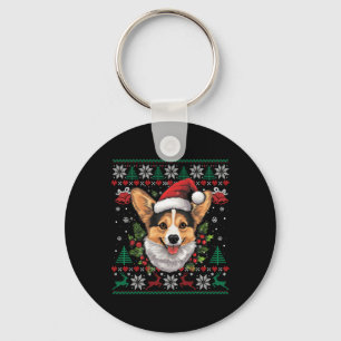 Corgi Christmas Santa Ugly Sweater Dog Lover Xmas  Keychain