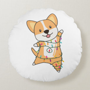 Corgi Christmas Snow Winter Animals Corgis Adult C Round Pillow