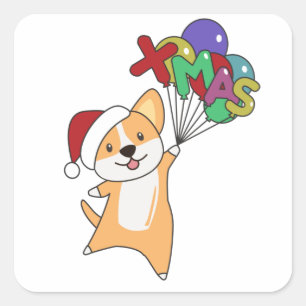Corgi Christmas Snow Winter Animals Corgis Square Sticker