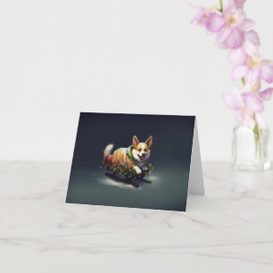 Corgi Christmas snow winter Card