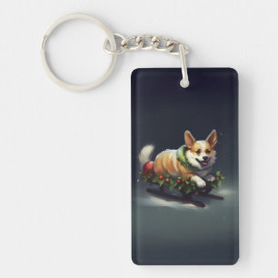 Corgi Christmas snow winter Keychain