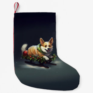 Corgi Christmas snow winter Small Christmas Stocking
