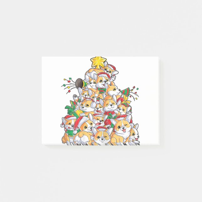 Corgi Christmas Tree Dog Santa Merry Christmas Post-it Notes (Front)