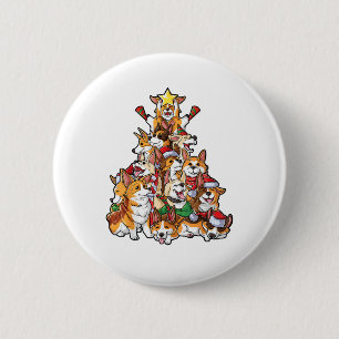Corgi Christmas Tree Dog Santa Merry Corgmas Xmas 2 Inch Round Button