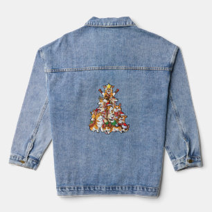 Corgi Christmas Tree Dog Santa Merry Corgmas Xmas Denim Jacket