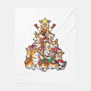 Corgi Christmas Tree Dog Santa Merry Corgmas Xmas  Fleece Blanket