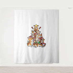 Corgi Christmas Tree Dog Santa Merry Corgmas Xmas  Tapestry