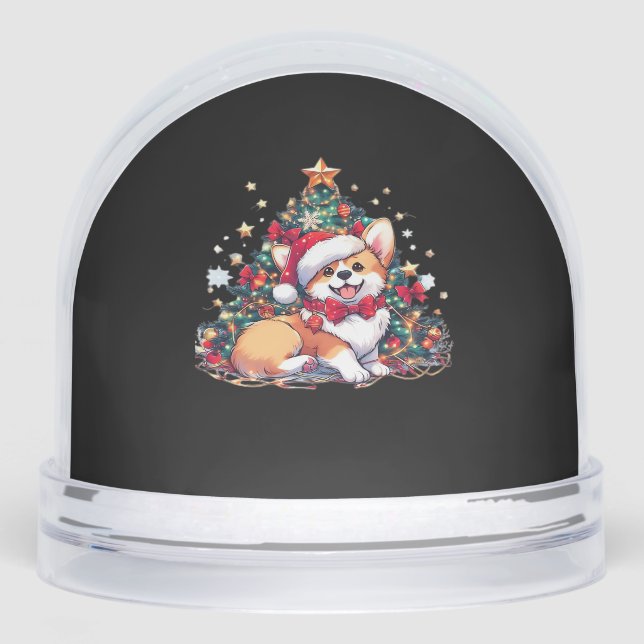 Corgi Christmas Tree Oversized T-Shirt Snowglobe (Front)