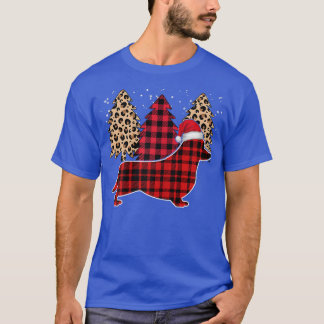 Corgi Christmas Trees Leopard Red Buffalo Plaid T-Shirt