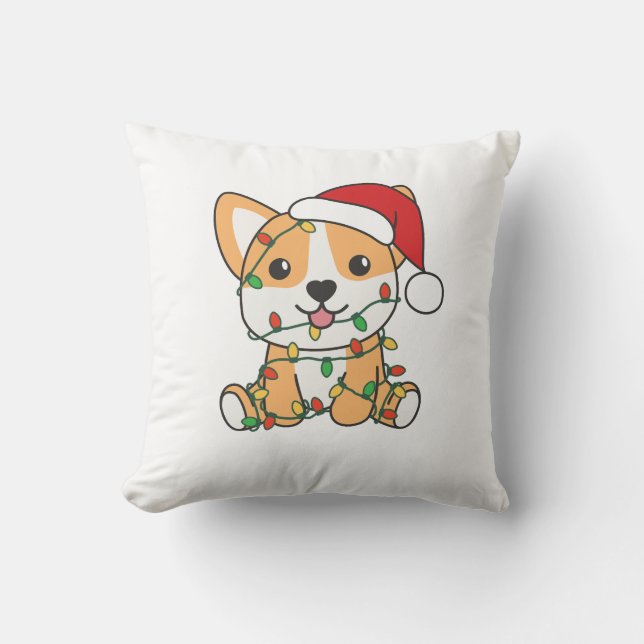 Corgi Christmas Winter Animals Dog Throw Pillow (Front)