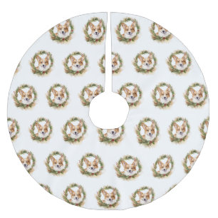 Corgi Christmas Wreath Festive Pup Brushed Polyester Tree Skirt