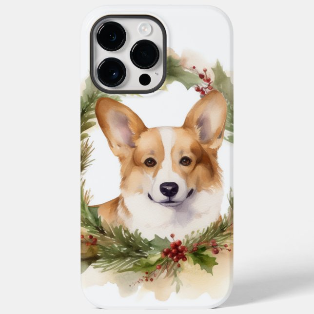 Corgi Christmas Wreath Festive Pup Case-Mate iPhone Case (Back)