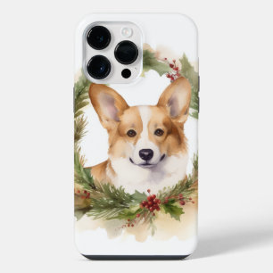 Corgi Christmas Wreath Festive Pup iPhone 14 Pro Max Case
