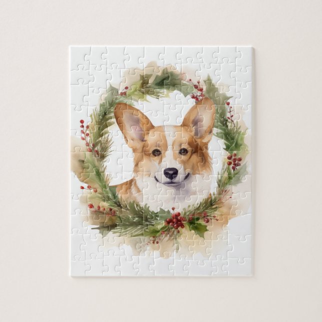 Corgi Christmas Wreath Festive Pup Jigsaw Puzzle (Vertical)