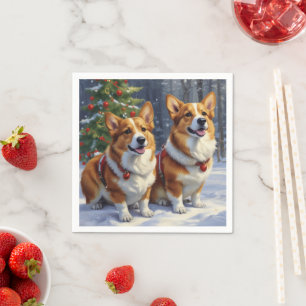 Corgi Chritmas Napkin