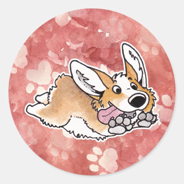 Corgi Classic Round Sticker (Front)