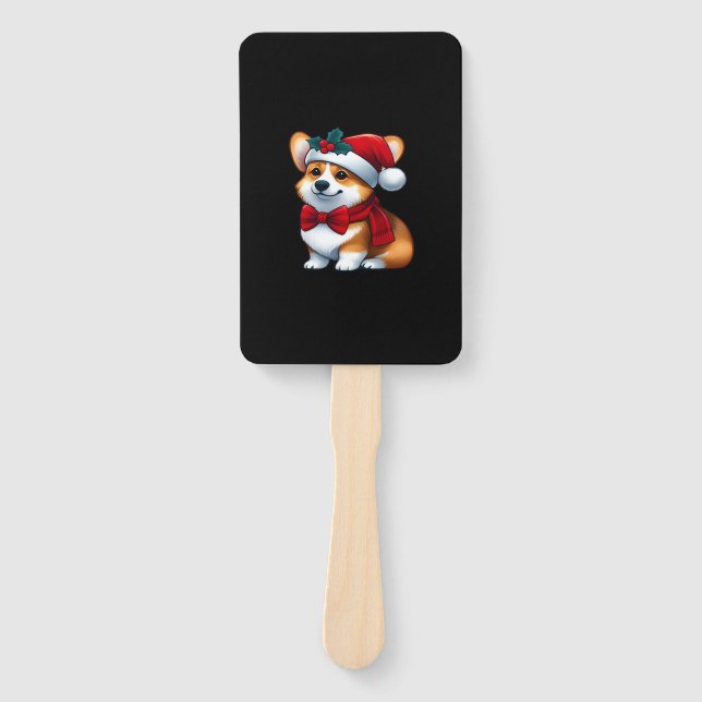 Corgi Claus A Pawsitively Merry Christmas Classic  Hand Fan (Front)
