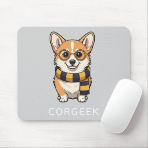 Corgi Corgeek on Light Grey Dog Lover Gift Mouse Pad