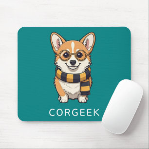 Corgi Corgeek on Teal   Dog Lover Gift Mouse Pad