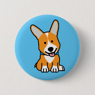 Corgi Corgis dog puppy doggy happy Pembroke Welsh 2 Inch Round Button