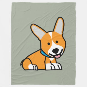 Corgi Corgis dog puppy doggy happy Pembroke Welsh Fleece Blanket