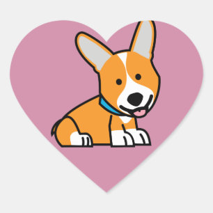 Corgi Corgis dog puppy doggy happy Pembroke Welsh Heart Sticker