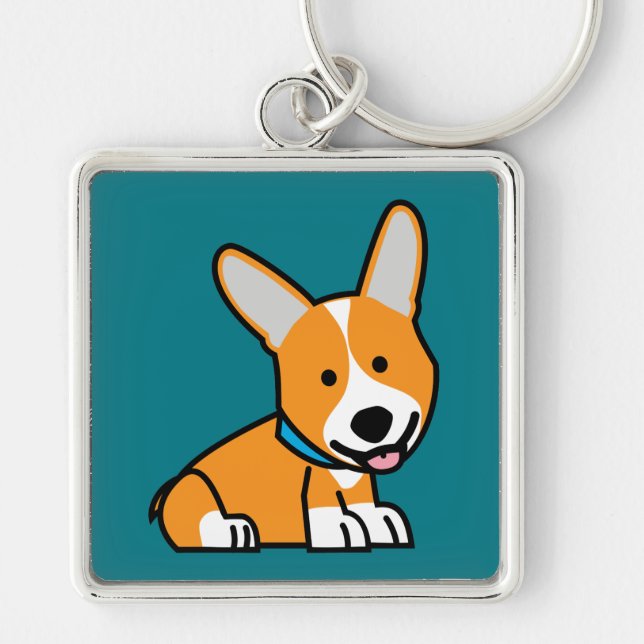 Corgi Corgis dog puppy doggy happy Pembroke Welsh Keychain (Front)