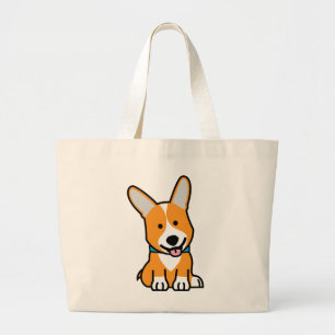 Corgi Corgis dog puppy doggy happy Pembroke Welsh Large Tote Bag
