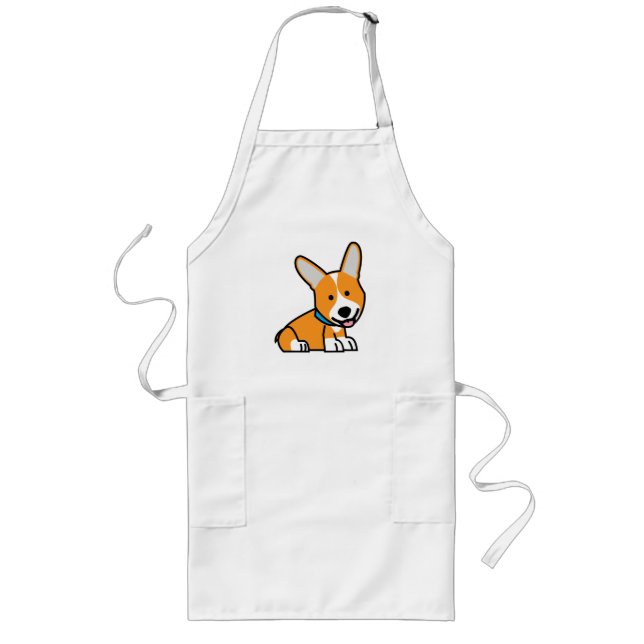 Corgi Corgis dog puppy doggy happy Pembroke Welsh Long Apron (Front)