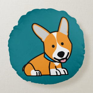 Corgi Corgis dog puppy doggy happy Pembroke Welsh Round Pillow