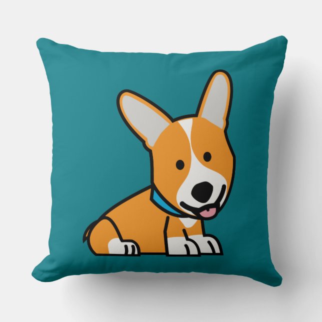 Corgi Corgis dog puppy doggy happy Pembroke Welsh Throw Pillow (Front)