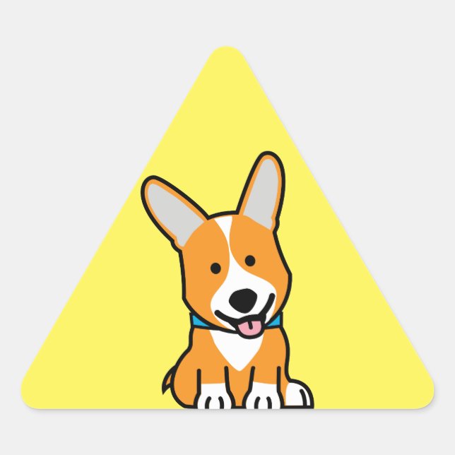 Corgi Corgis dog puppy doggy happy Pembroke Welsh Triangle Sticker (Front)