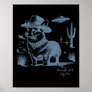 Corgi Cowboy Cowgirl Vintage Ufo Western Country D Poster