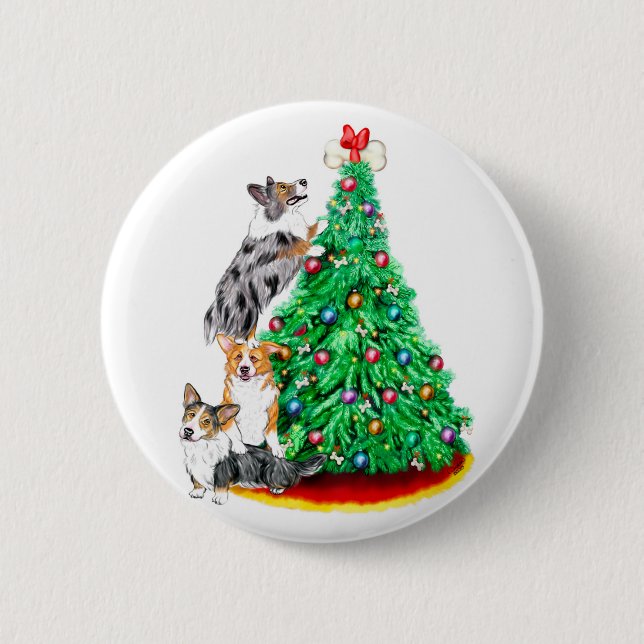 Corgi Cristmas Reach Goals 2 Inch Round Button (Front)