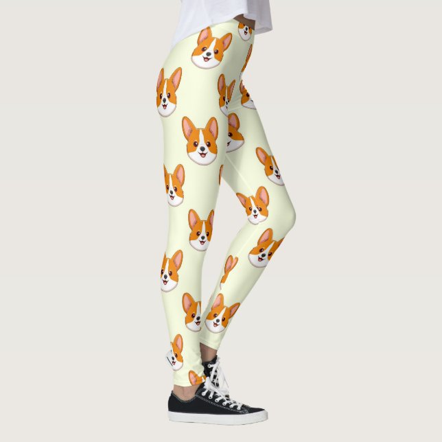 Corgi Cute Dog Lover Pattern Leggings (Right)