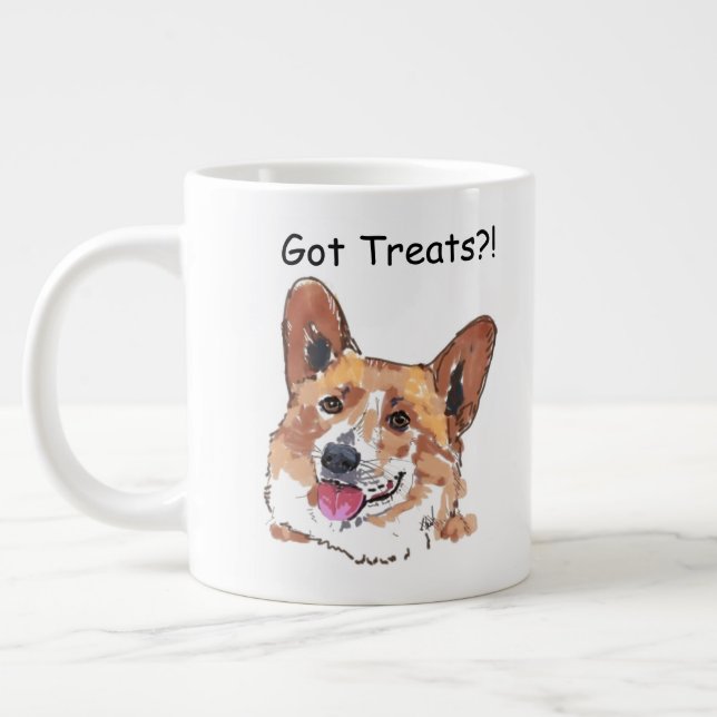 Corgi Cute Happy Smiling Dog | Got Treats Large Coffee Mug (Left)