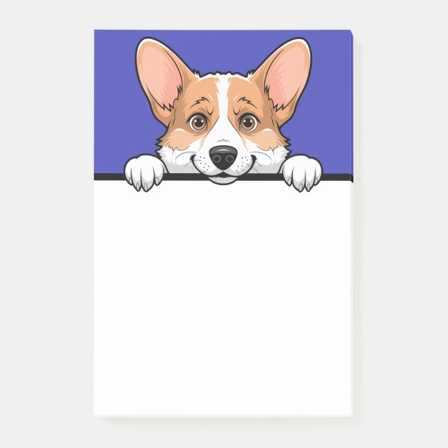 Corgi Cute Peeking Funny Dog Lover Gift Stationery Post-it Notes (Front)