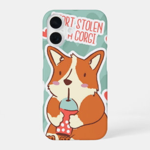 Corgi Cutie Boba Love Funny Dog Phone iPhone 16 Case