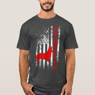 Corgi Dad American Flag Gift  T-Shirt