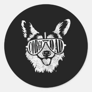 Corgi Dad Gift Dog Owner Pet Welsh Corgi Fathers D Classic Round Sticker