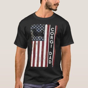 Corgi Dad Patriotic Usa American Flag Men Him T-Shirt