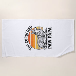 Corgi Dad Shirt Vintage Sunset Dog Papa Gift_1 Beach Towel