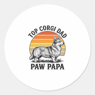 Corgi Dad Shirt Vintage Sunset Dog Papa Gift_1 Classic Round Sticker