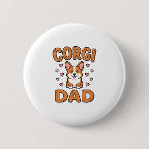Corgi Dad Vintage Engraving Dog Lover Shirt_1 2 Inch Round Button