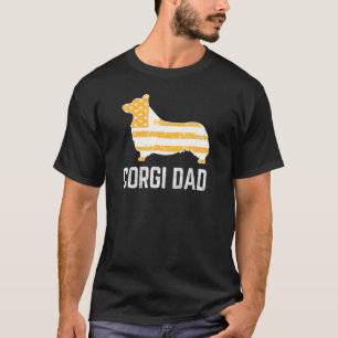 Corgi Dad Vintage Patriotic With American Flag T-Shirt