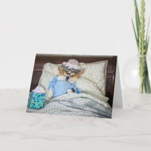 Corgi dans Bed carte de voeux vierge