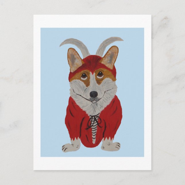 Corgi Devil Holiday Postcard (Front)