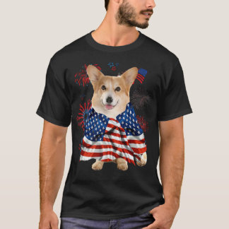 Corgi Dog American Usa Flag 4th Of July Dog Lover1 T-Shirt