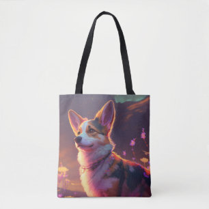 Corgi Dog Animal Portrait Painting Pet Character Tote Bag